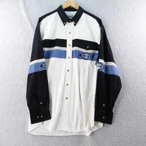 Vintage Express Rider Western Denim Shirt Mens XL Button Front Black White Aztec